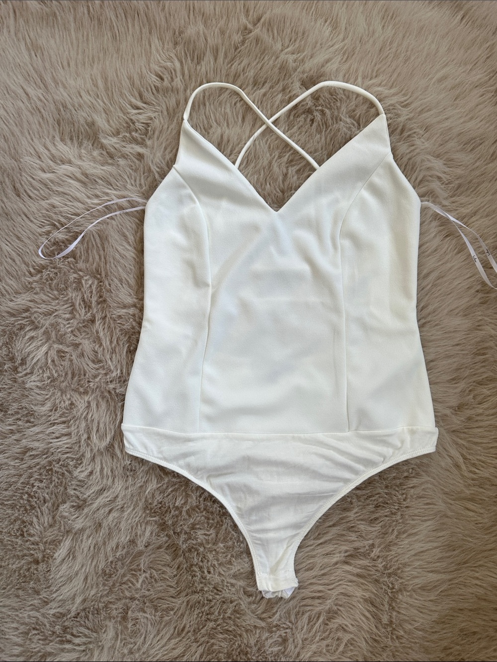 Lulus Ivory Bodysuit with Cross Back Straps